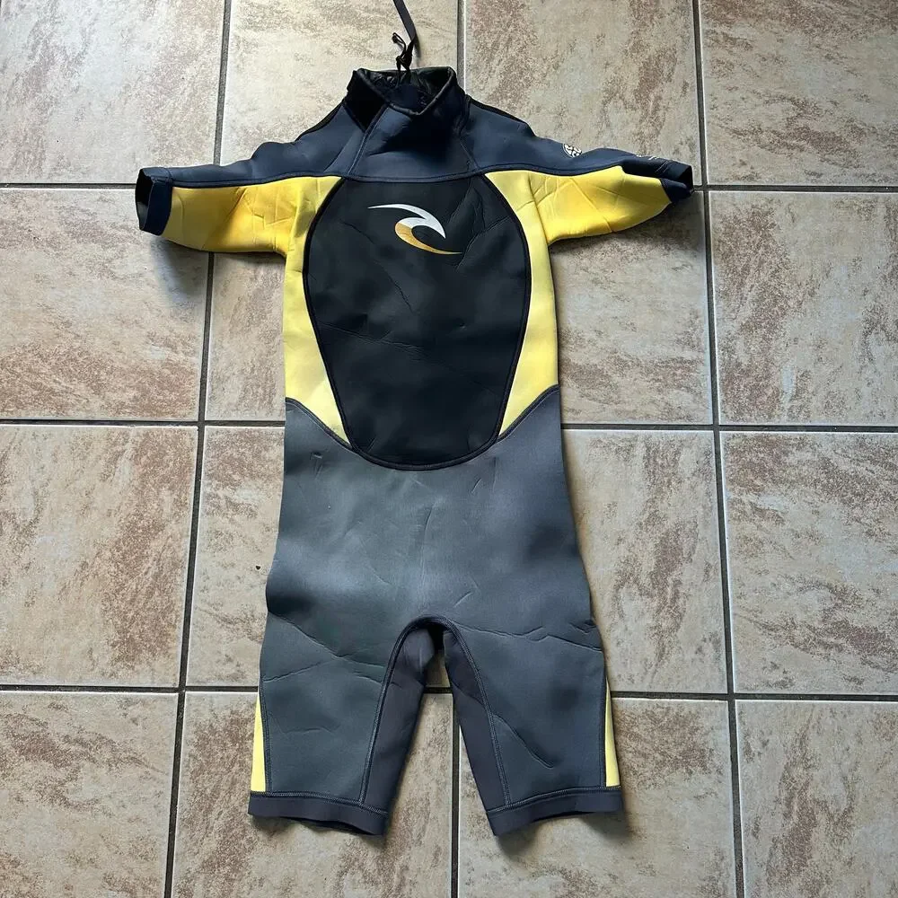 Rip Curl Spring Wetsuit Bodysuit Youth Size 16 Swim‎ Surf Dive Black Yellow